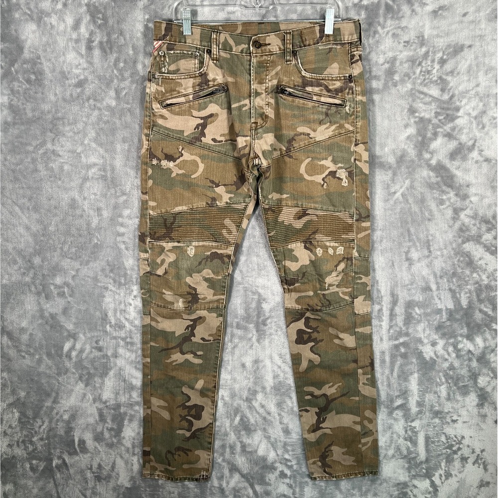 Denim & Supply Ralph Lauren Camo Pants Jeans Mens 34x34 (34x32) Green Button Fly